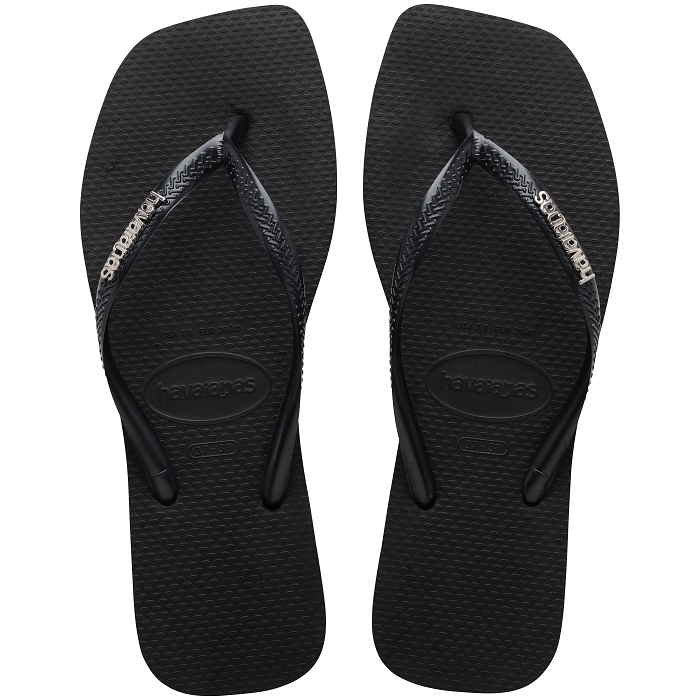 Havaianas chaussures havaianas slim square logo metallic black silver 