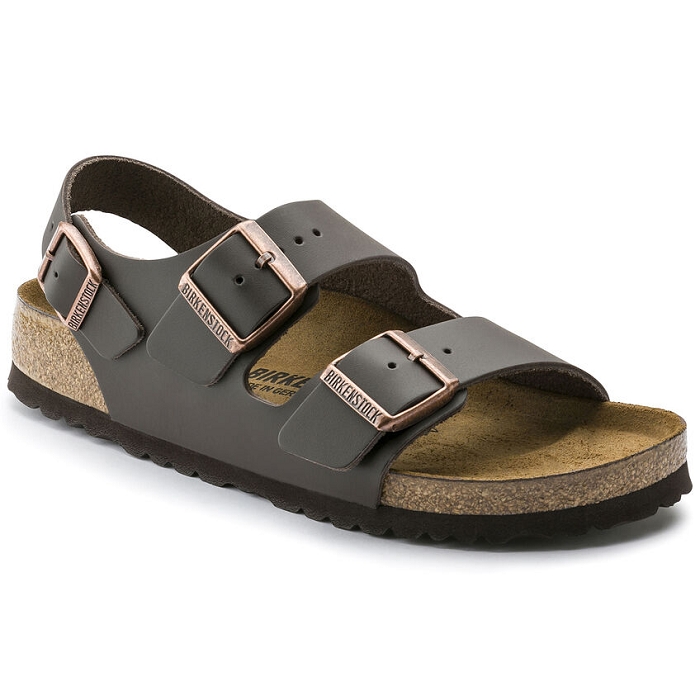 Birkenstock chaussures birkenstock milano cuir dark brown hommes marron