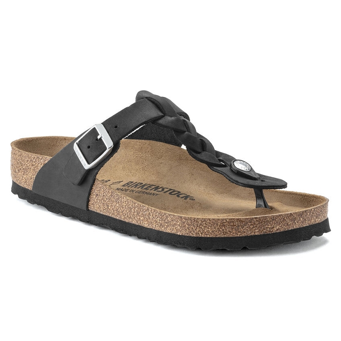 Birkenstock chaussures birkenstock gizeh cuir braided black noir