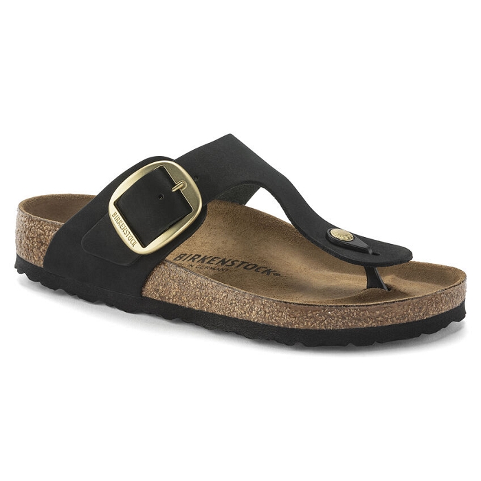 Birkenstock chaussures birkenstock gizeh big bukle cuir black noir