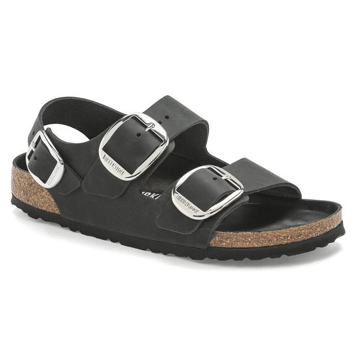 Birkenstock chaussures birkenstock milano big bukle cuir black noir