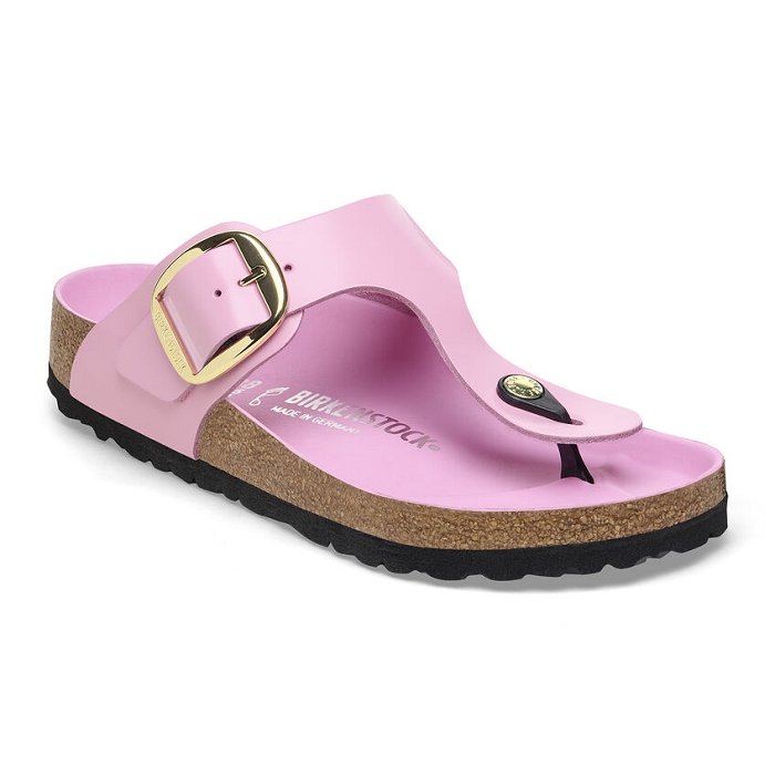 Birkenstock chaussures birkenstock gizeh big bukle cuir high shine fon pink hex rose