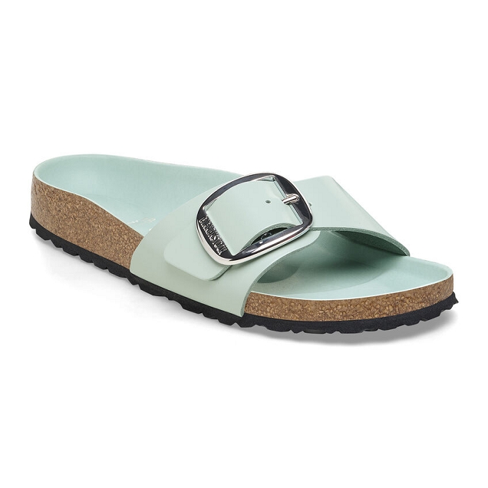 Birkenstock chaussures birkenstock madrid bib bukle cuir highshine surf green vert