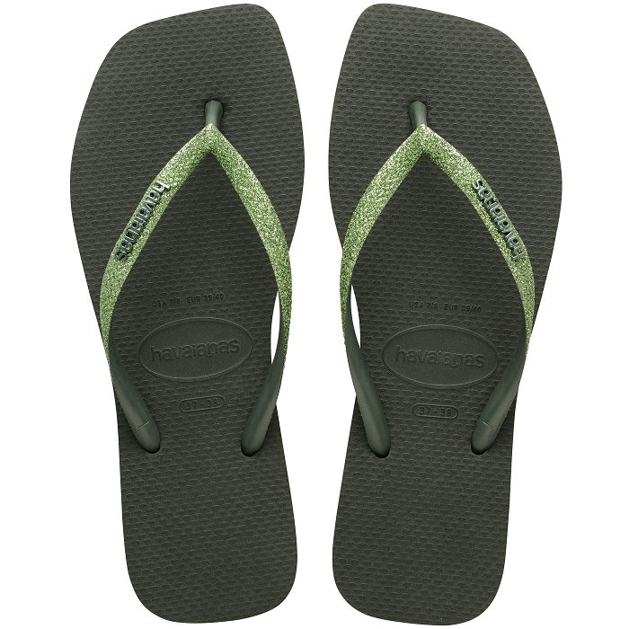 Havaianas chaussures havaianas slim square glitter olive green 