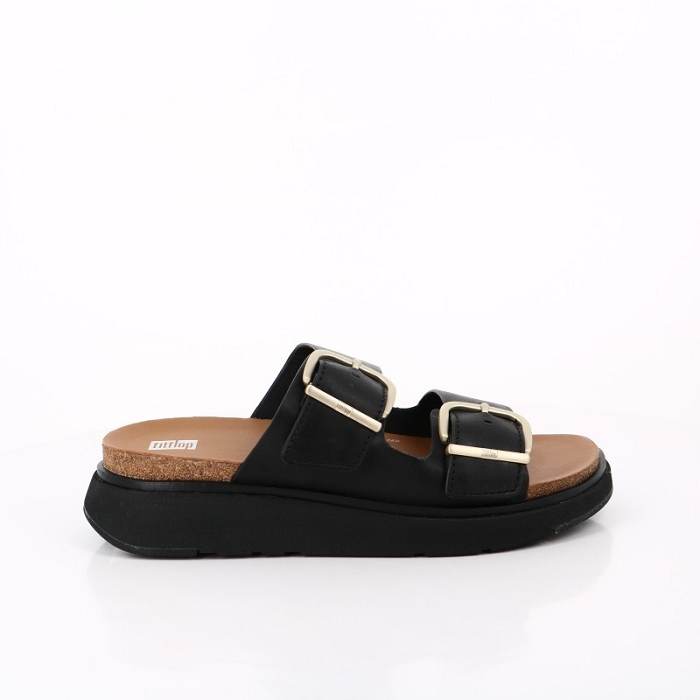 Fitflop chaussures fitflop gen ff buckle two bar leather black noir