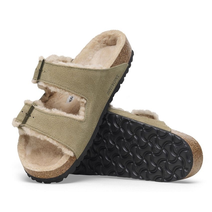 Birkenstock chaussures birkenstock arizona shearling taupe suede 9157701_3