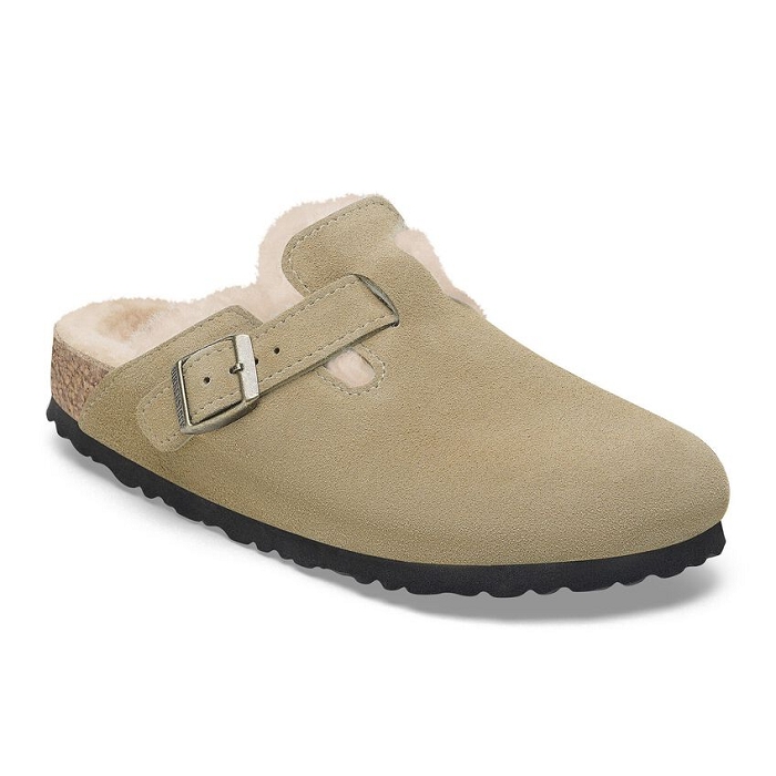 Birkenstock chaussures birkenstock boston shearling taupe suede 