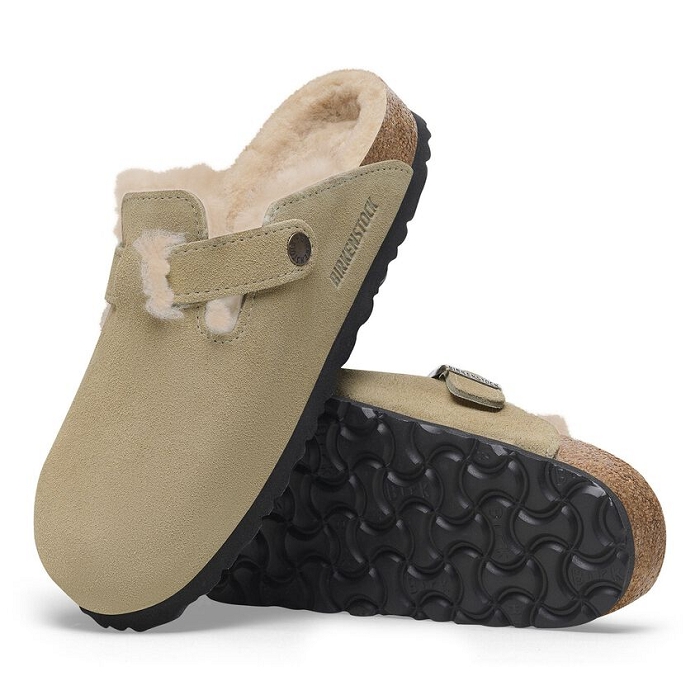 Birkenstock chaussures birkenstock boston shearling taupe suede 9157801_4